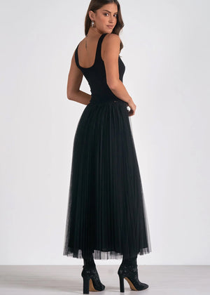 Tank Dress with Tulle Skirt in Black - Elan