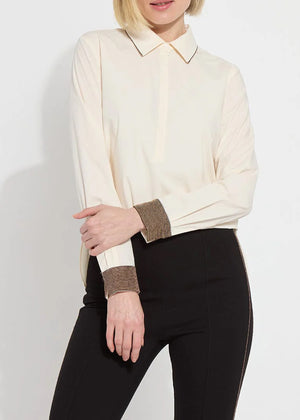 Jamie Micro Beaded Shirt in Macadamia - Lysse