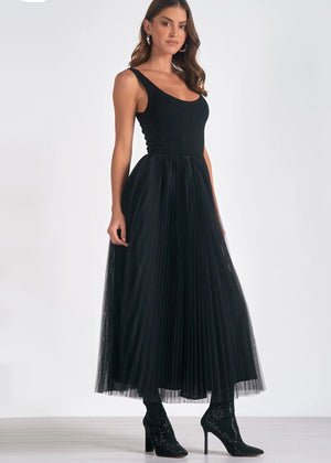 Tank Dress with Tulle Skirt in Black - Elan