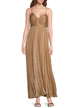 Pleated Dress in Gold - Lucy Paris