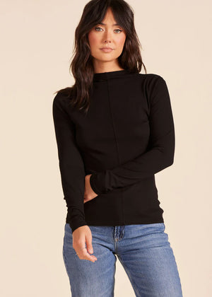 Long Sleeve Mock Neck in Black - Bobi