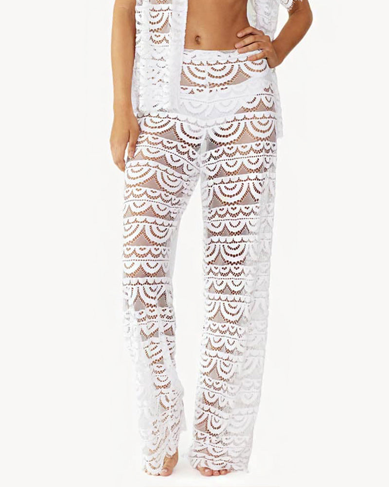 White lace beach clearance trousers