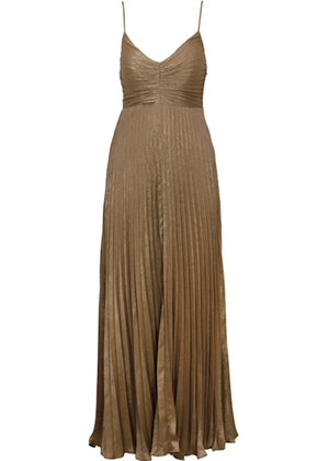 Pleated Dress in Gold - Lucy Paris