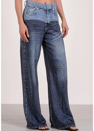 Two Tone Denim Knit Pant - Elan