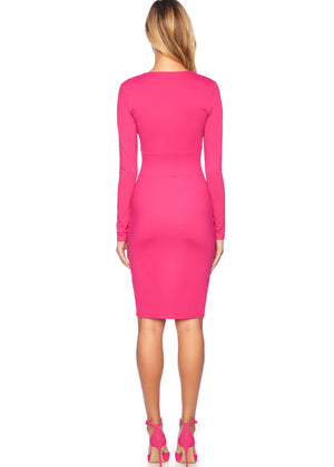 Twist Front Long Sleeve Dress in Peony - Susana Monaco