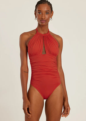 Ruched Halter One Piece in Paprika - Lenny Niemeyer