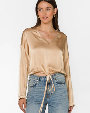 Sedona Long Sleeve V Neck in Sesame - Velvet Heart