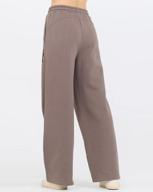 Fleece Flare Pant with Flocking in Taupe - Vintage Havana