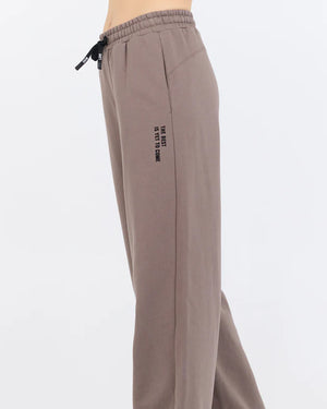 Fleece Flare Pant with Flocking in Taupe - Vintage Havana