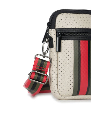 Haute Shore - Casey Roma Neoprene Cell Phone Case (Beige w/Olive, Black, & Red Stripe) alt view 2