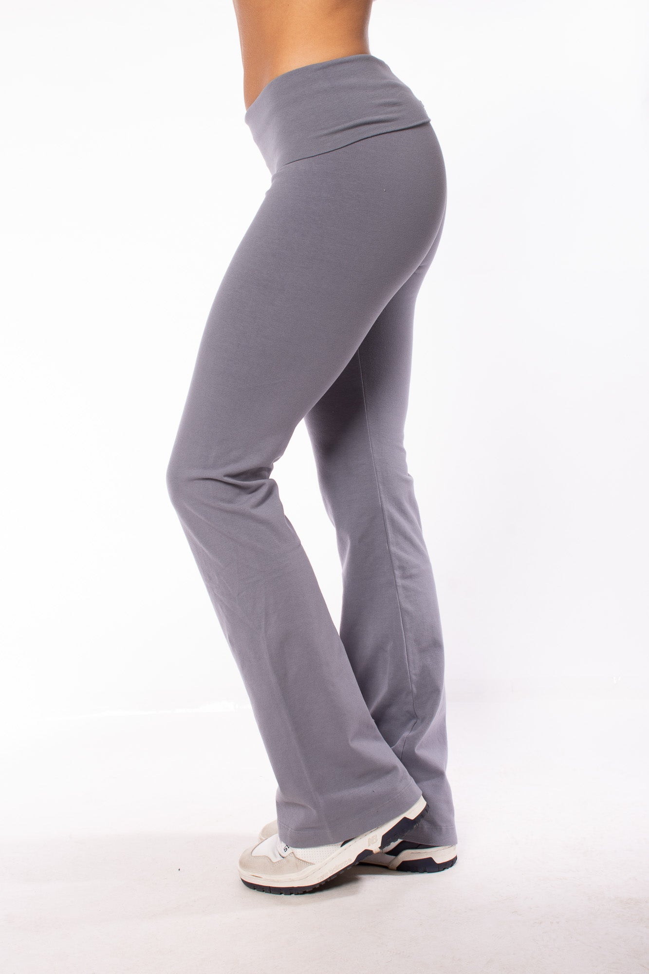 Contour Roll Down Boho Bell Bottom Flare Pant (Style W-598, Light Grey -  Londo Lifestyle